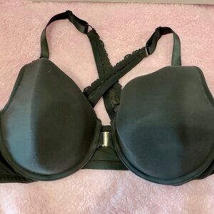 Cacique Lane Bryant Cotton Lightly Lined T-Shirt Front Latch Black Bra Size 46C